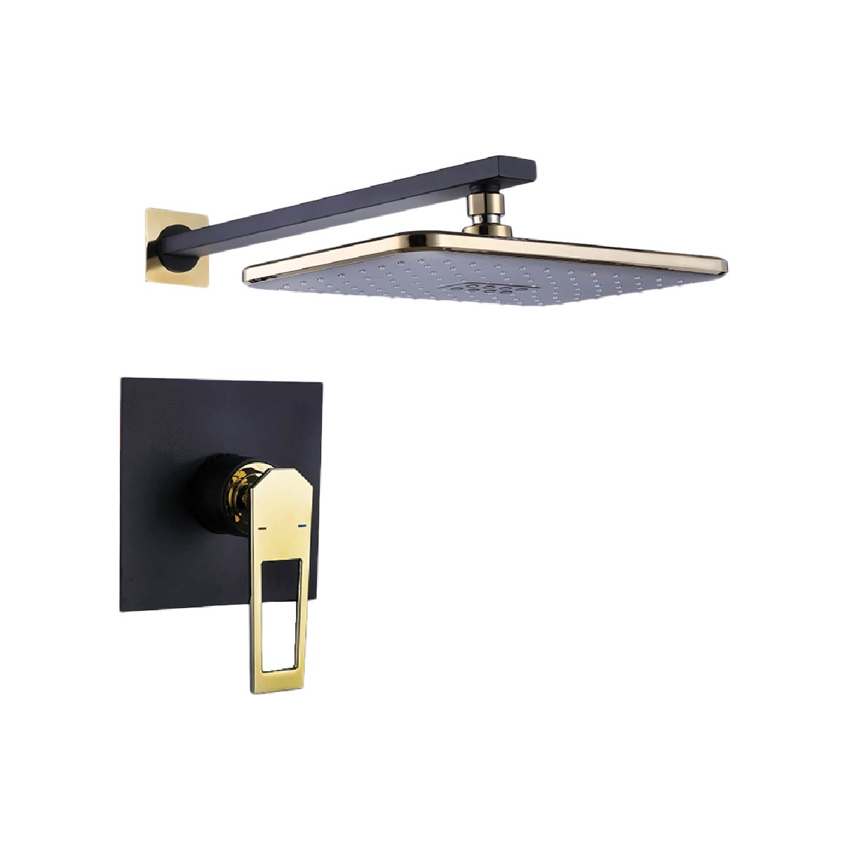 Mezcladora Monoc.Minimalista Canopla Cuadrada + Cabeza De Ducha Sexy Soul Bronce Black & Gold - Fratelli Premium